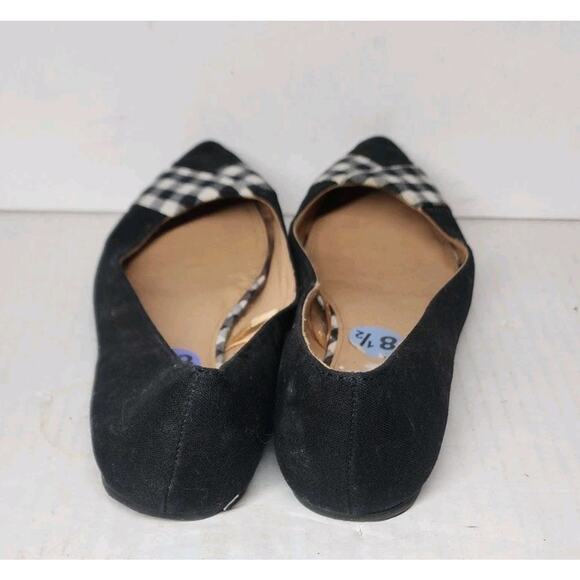black ballet flats W/ white plaid toe Sz 8.5 Slip On Pointed Toe Suede ROSS - Picture 5 of 10